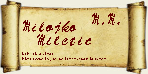 Milojko Miletić vizit kartica
